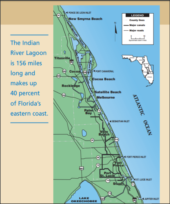 The map shows how long the Indian River Lagoon is