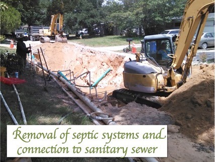 Removal of septic systems and connection to sanitary sewer