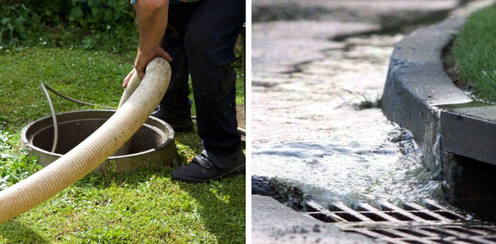 Septic tank, storm drain